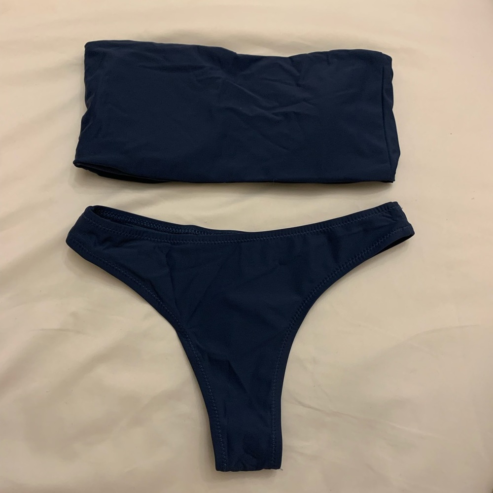 Bandeau bikini muted blue grey